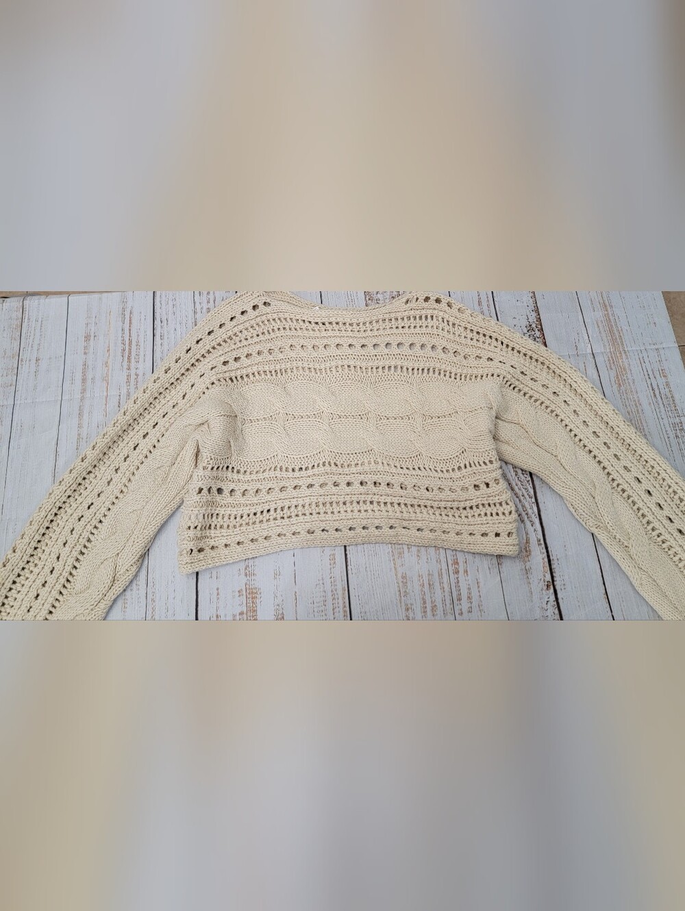 Willow Cream Off-the-Shoulder Cable Knit Sweater